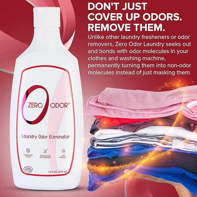 Zero Odor Multi-Purpose Household Odor Eliminator Trigger Spray 8oz Two Pack - Laundry Odor Eliminator and Deodorizer 16 Ounces(3-Pack)