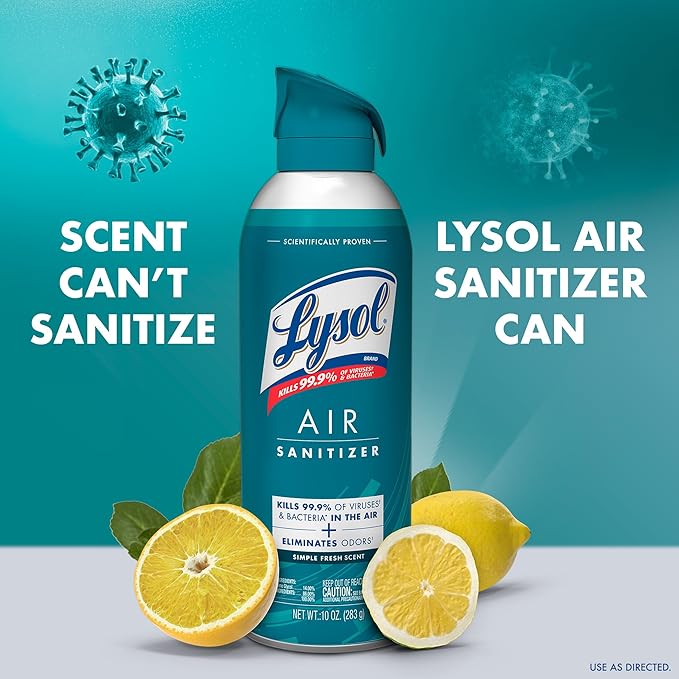 Lysol Air Sanitizer Spray with Bacterial Odor Eliminator for Home &amp Office Sanitizing Air Spray Air Freshener Alternative Simple Fresh + Cotton Blossom + Lavender Sky 10 oz (Pack of 3)
