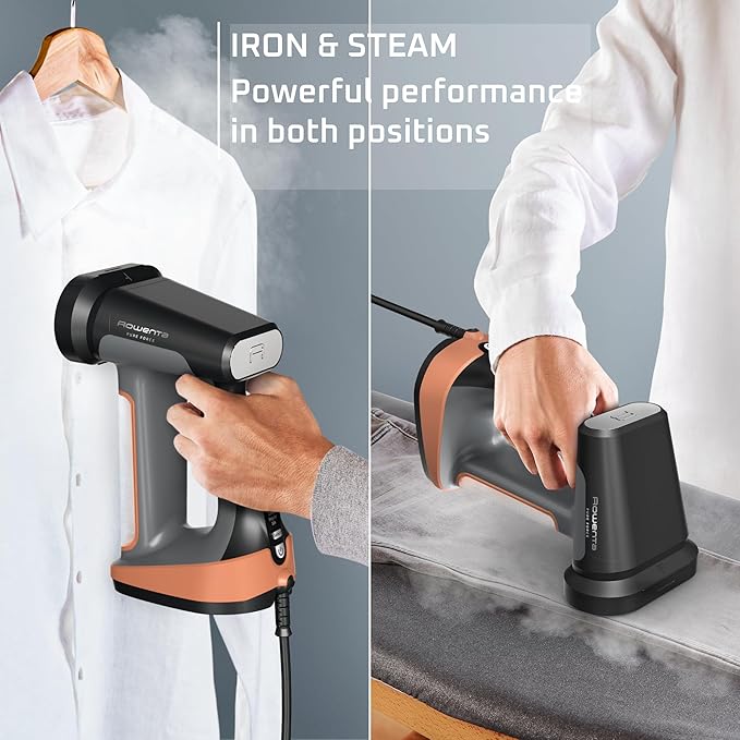 Rowenta Iron Steamer for Clothes 3in1 Hand Held Steamers Clothing Steamer Ironing Lint Remover 7.1 Oz Tank 1875 Watts Auto-Off Black &amp Copper DR8855