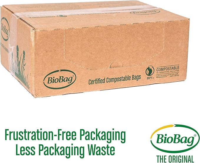 BioBag (USA) The Original Compostable Bag 8 Gallon 500 Count 100% Certified Compostable Trash Bag Liners for Food Waste Extra Strong and Durable