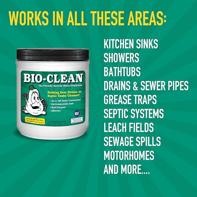 Bio-Clean Ultimate Drain Cleaning Kit Cleans Drains- Septic Tanks - Grease Traps All Natural and 100% Guaranteed No Caustic Chemicals! Removes fats Oil and Grease Completely Cleans Your System.