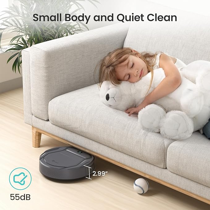 Lefant M210P Robot Vacuum Cleaner 4000pa Suction 200 Mins Runtime Super Thin Quiet Self-Charging Ideal for Pet Owners Multi Surface Cleaning APP/WiFi/Alexa Control Gray