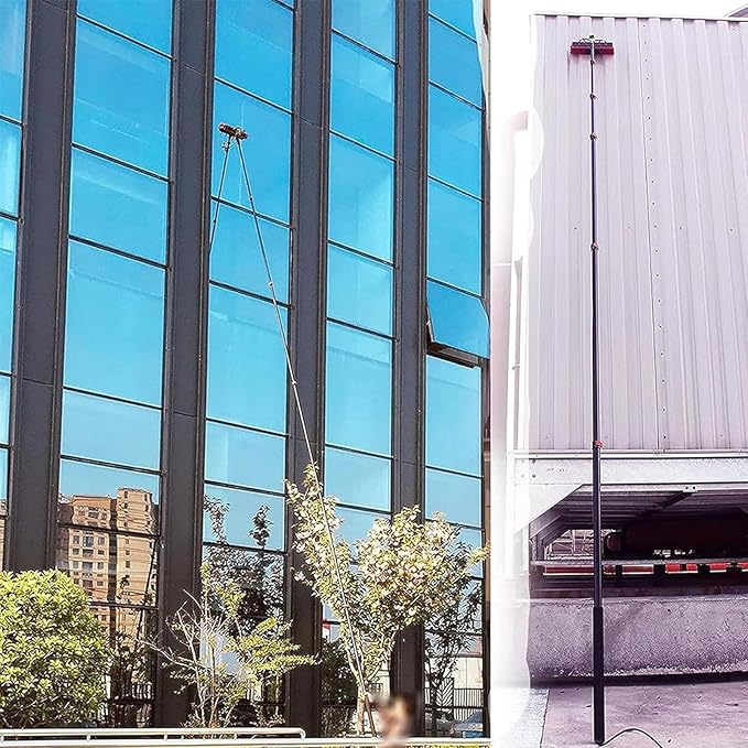 NYMFEA Solar Panel Cleaning Brush and PolePhotovoltaic Panel Cleaning Trucks Windows Water Fed Extendable Brush Roof Cleaning Tools Conservatory roof Cleaner9m/30ft