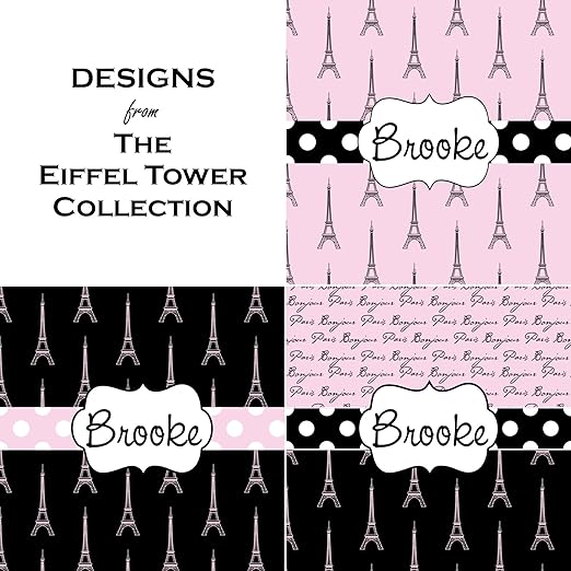 Personalized Paris &amp Eiffel Tower Waste Basket - Double Sided (Black)