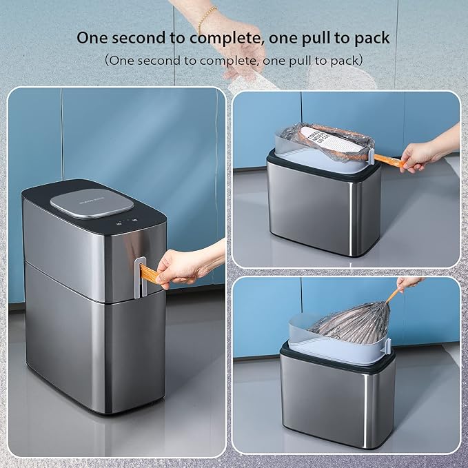 MOPUP Touchless Bathroom Trash Can 4 Gallon Narrow Metal Automatic Privacy Garbage CansMotion Sensor Trash Bin for BedroomOfficeToiletRV