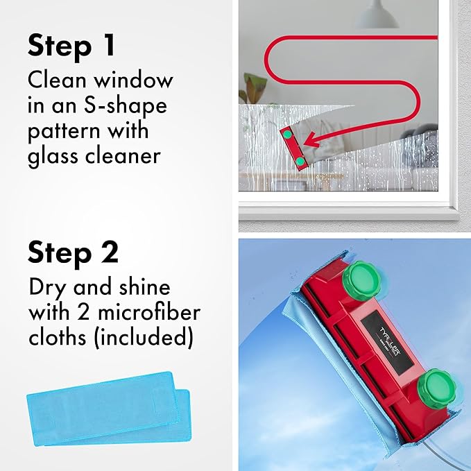 Tyroler Magnetic Window Cleaner Tool | The Glider D4 Double-Sided Window Cleaner Tool Fits Windows 0.1-1.6 Thick | Magnet Window Cleaner | Magnetic Glass Cleaner | limpiador de ventanas magnetico