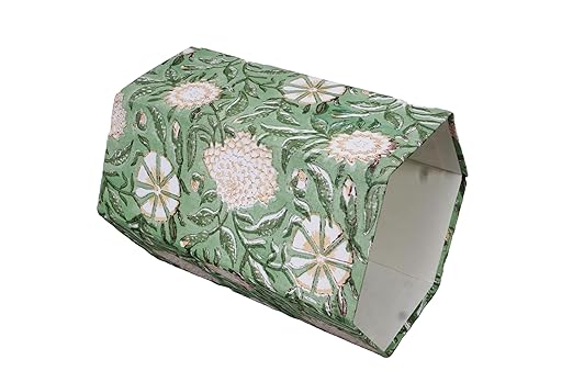 Generic 3.3 Gallon Cotton Hand Block Printed Paper Waste Basket |Small Decorative Trash Can for Housewarming Gifts in Living Room Bedroom Bathroom | Eco-Friendly Plastic-Free (1 GREEN GE.)