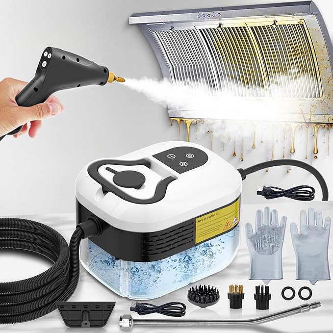 2500W Steam Cleaner for Home &amp Car 15s Heat-Up Handheld Steamer for Cleaning 1.2L Portable High Steam Cleaners 6-Level Steam Control with 14 pcs Accessories Kit for Car Floors Couches Grout
