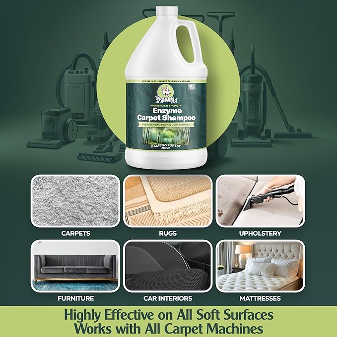 Sprinkle &amp Sweep Enzyme Carpet Cleaner - Enzyme Carpet Shampoo (1gal) - Carpet Cleaner Solution to Eliminate Tough Stains &amp Neutralize Odors - Removes Dog Cat All Pets Urine- Use with All Ma