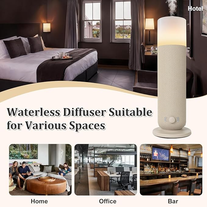 Smart Waterless Essential Oil DiffuserScent Diffuser for HomeHotel Collection Diffuser APP ControlAmbient LightingCovers Up to 2000 Sq.Ft Aromatherapy Diffuser for Bedroom Spa Yoga Office Beige