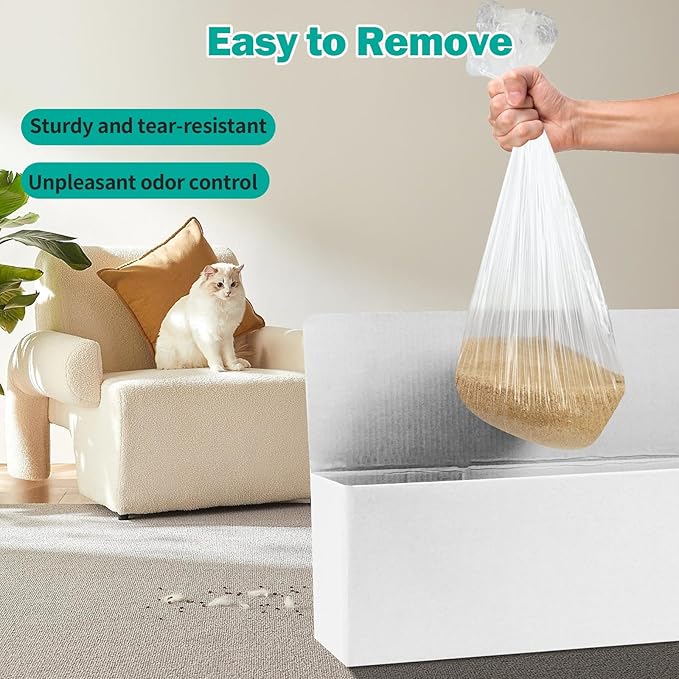 Trash Bags Compatible with Popur X5 Litter Box - with Elastic Band Thickened Design for Popur X5 Self-Cleaning Cat Litter Box/Home Trash Bags (50 Pcs)
