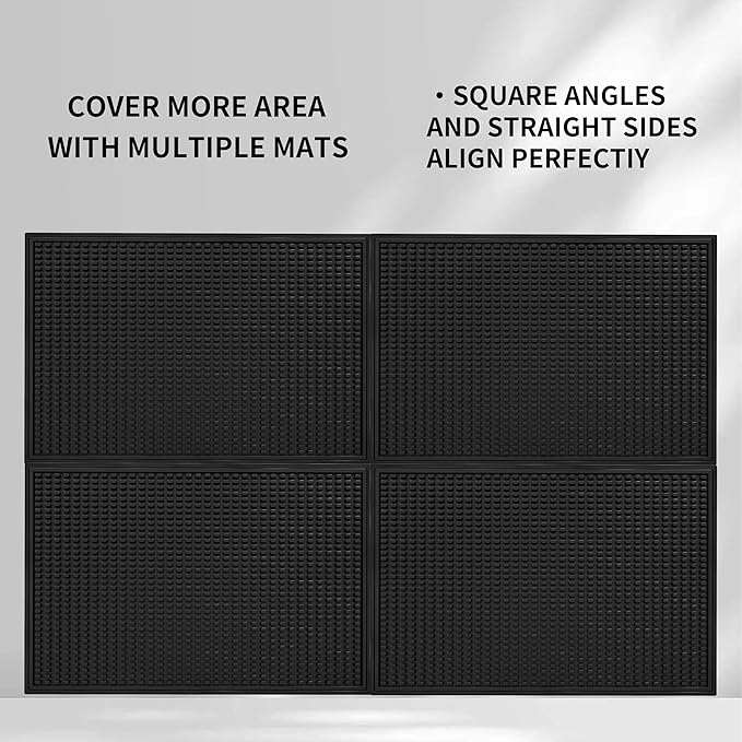 WAFT YEARN 18inX12in Bar Mat Dish Drying Mat Cocktail Service Spill Mats Bartending Countertop Kitchen Coffee Bar Silicone Non Slip Durable Flexible Absorbent Spill Resistant Rubber Heavy Duty Black