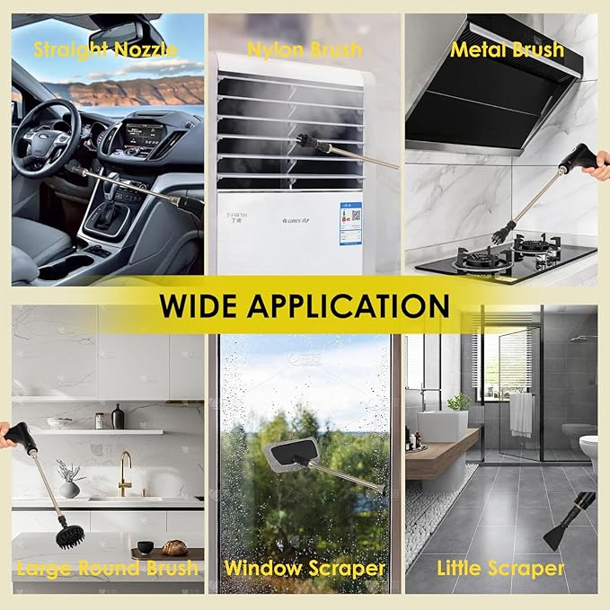 Handheld Steam Cleaner for Home Adjustable Handle Pressurized Portable Steamer for Cleaning 1.7L Steam Cleaners for Car Auto Detailing Furniture Couch Tile Grout Upholstery
