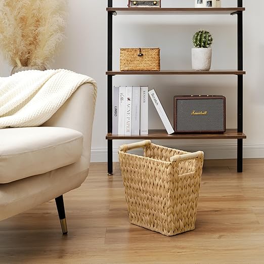 GRANNY SAYS Bathroom Wastebasket Wicker Trash Can with Handles Waterproof Bathroom Trash Decorative Wastebasket for Bedroom 2-Pack