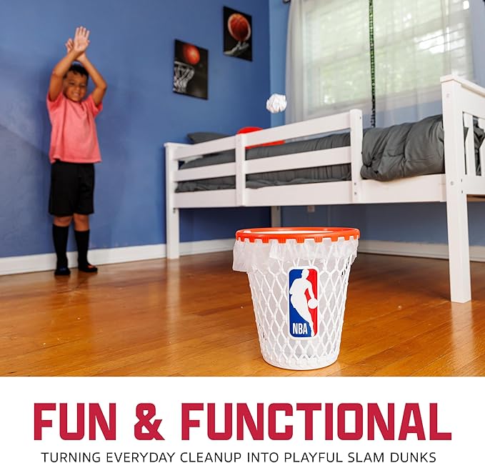 Franklin Sports NBA Mini Hoop Waste Bin – 11 Basketball-Themed Trash Can with Removable Rim for Kids’ Rooms Dorms and Fun Indoor Paper Toss Play – Official NBA Branding Practical &amp Playful Des