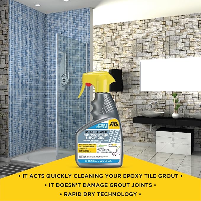 FILA Surface Care Solutions HYBRID &amp EPOXY PRO Instant Cleaner for Fresh Epoxy Grout residues Grout Cleaner to use during Installation Clean your Epoxy Floor Kit Tools after Epoxy Flooring 24