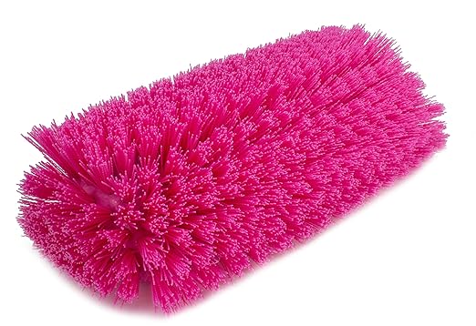 SPARTA 40422EC26 Floor Scrub Brush Head Multi-Level Dual Surface Plastic Block with Side Bristles Crimped Polyester Threaded Handle Hole Ideal for Wide and Tight Spaces BPA Free 12 Inches Pink