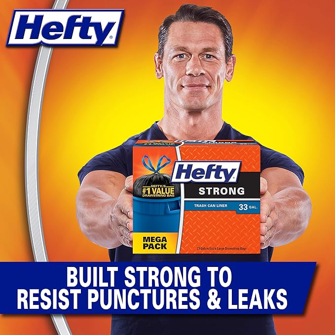 Hefty Strong Large Trash Bags 33 Gallon 48 Count (Pack of 3) 144 Total