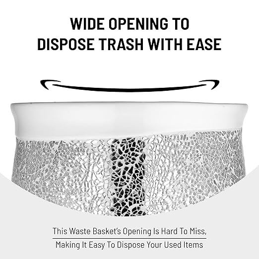 Zahari Home Sinatra Waste Basket Decorative Beautiful Designs Bathroom Bedroom Living Room Decor White