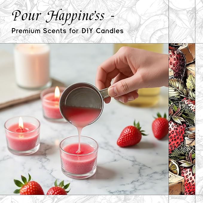 HIQILI Strawberry Fragrance Oil for Diffuser Use Great for Candle Soap Body Butter Making DIY Fruity Scent Perfume - 5.07 Fl Oz