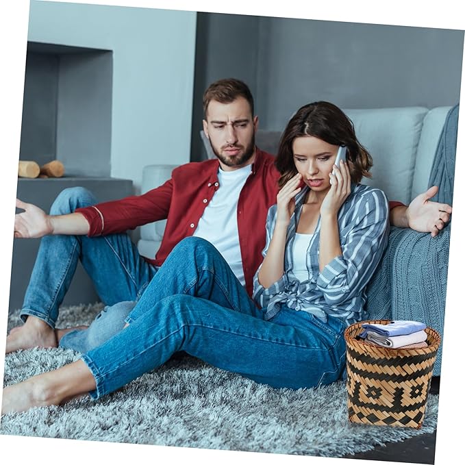 BESTOYARD 1pc Woven Trash Can Stylish Household Waste Basket for Creative Storage Container for Home Use Compact Design for Chic Decor Random Style
