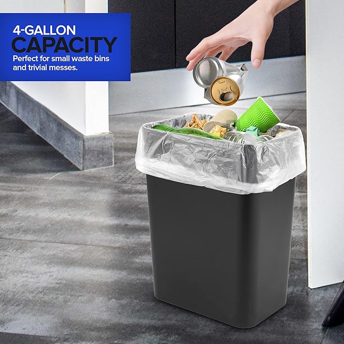 Stock Your Home Clear 4 Gallon Trash Bag (2000 Pack) Un-Scented Small Garbage Bags for Bathroom Can Mini Waste Basket Liner Plastic Liners for Office Trashcan and Dog Poop Bulk Household Supplies