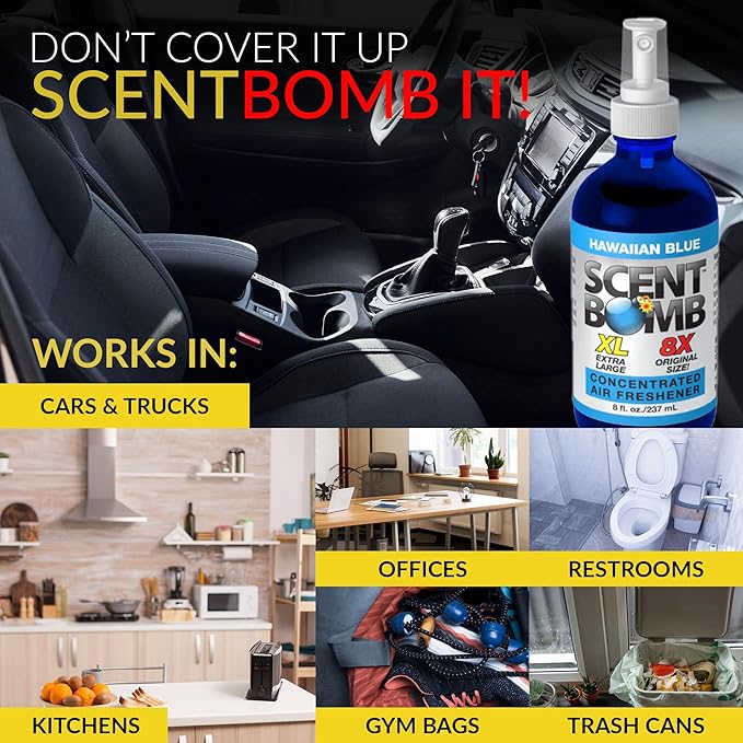 Scent Bomb Air Freshener Spray Long-Lasting Odor Eliminator for Home &amp Car Effective Deodorizer for Kitchen Bathroom Fresh Room Spray &amp Smell Neutralizer Hawaiian Blue Scent