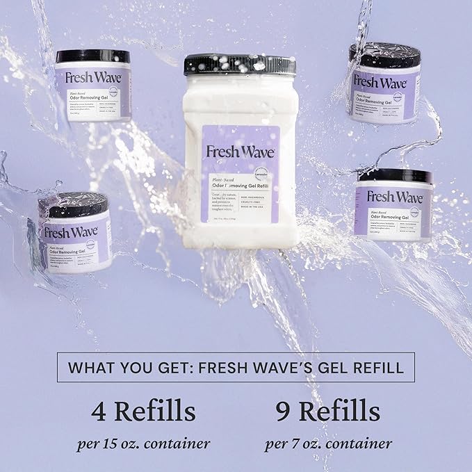Fresh Wave Lavender Odor Removing Gel Refill 63 oz. - Safer Odor Absorbers for Home Natural Plant-Based Odor Eliminator Every 15 oz. lasts 30-60 Days For Cooking Trash &amp Pets