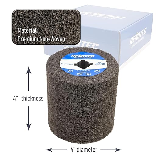 4x4 Non-Woven Polishing Wheel Very Fine Grit 280 4 Pk S/C for Metal and Wood Surface Polishing