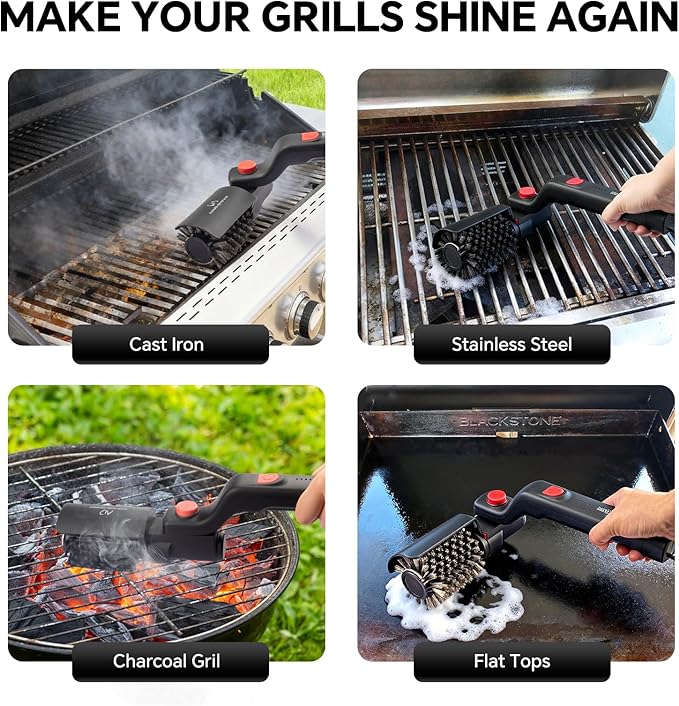 Electric Rotary Grill Brush with 1 Replacement HeadCordless Rechargeable Grill Cleaning Brush with Adjustable AngleNo Bristle SheddingGifts for Men/Dad