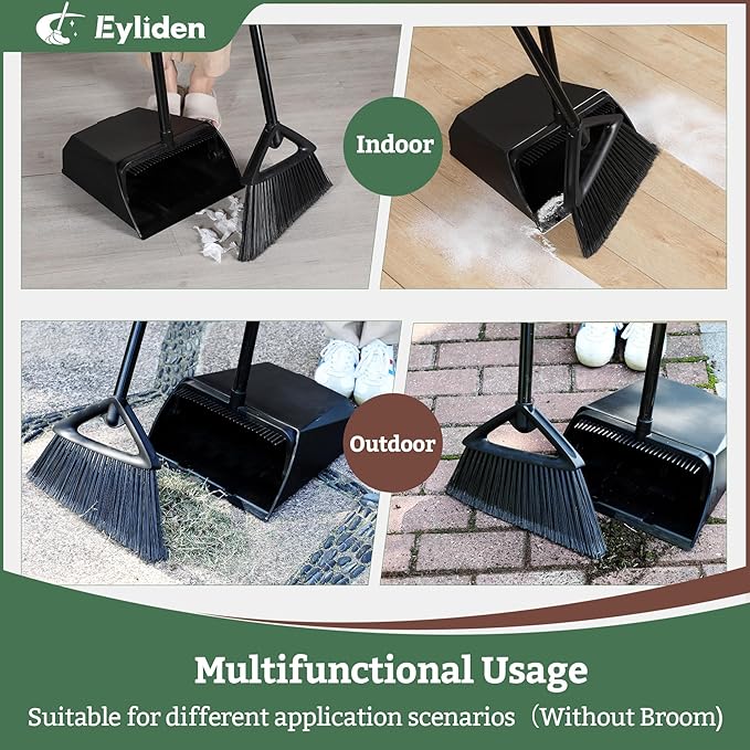 Eyliden Large Commercial Dustpan with Comb Teeth Upright Heavy Duty Dust Pan for Restaurants Garages Courtyard Sidewalks Lobby Home Kitchen Room Office Classroom (1pc Dustpan)