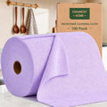 Microfiber Cleaning Cloth Roll - 100 Pack Tear Away Microfiber Paper Towels Reusable Washable Scratch-Free Kitchen Towels for Car Home Kitchen Glass Dishes (Light Purple)