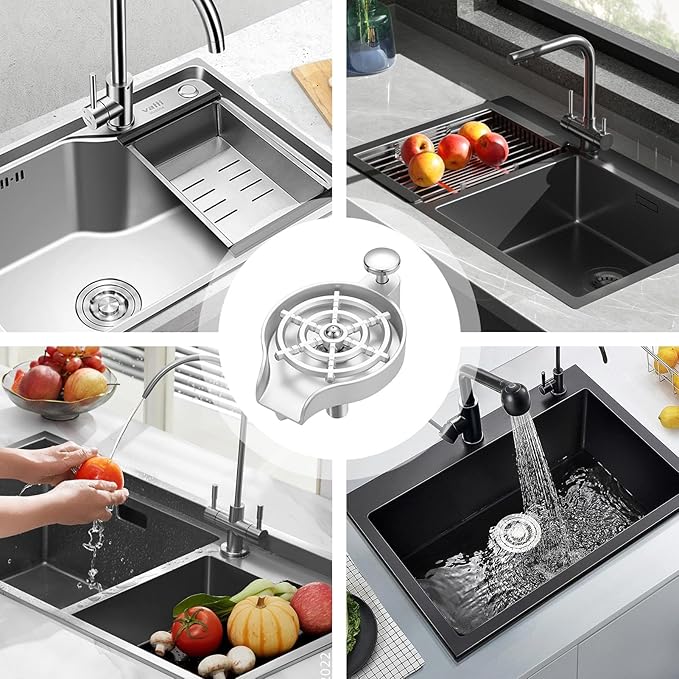 Cup Rinser For Kitchen Sink | High Pressure Stainless Steel Kitchen AccessoriesSink Cup Rinser Attachment - for Hospitality Restaurant and Home Kitchens