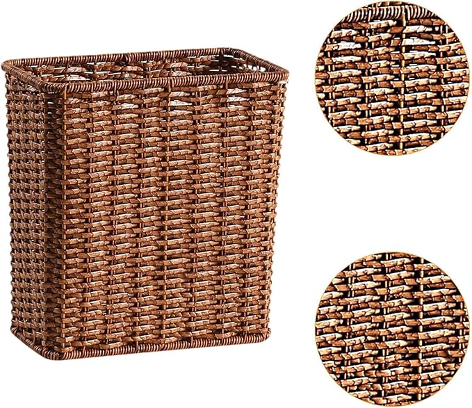 Yajuyi Trash Can Storage Basket Wastebasket Garbage Bin for Office Home Living Room Toilet Dark Brown