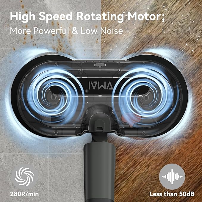 VMAI Cordless Electric Mop Electric Mops for Floor Cleaning Spin Mop with LED Headlight Water Spray Cordless Mop Up to 60 mins Detachable Battery Floor Scrubber for Hardwood Floors