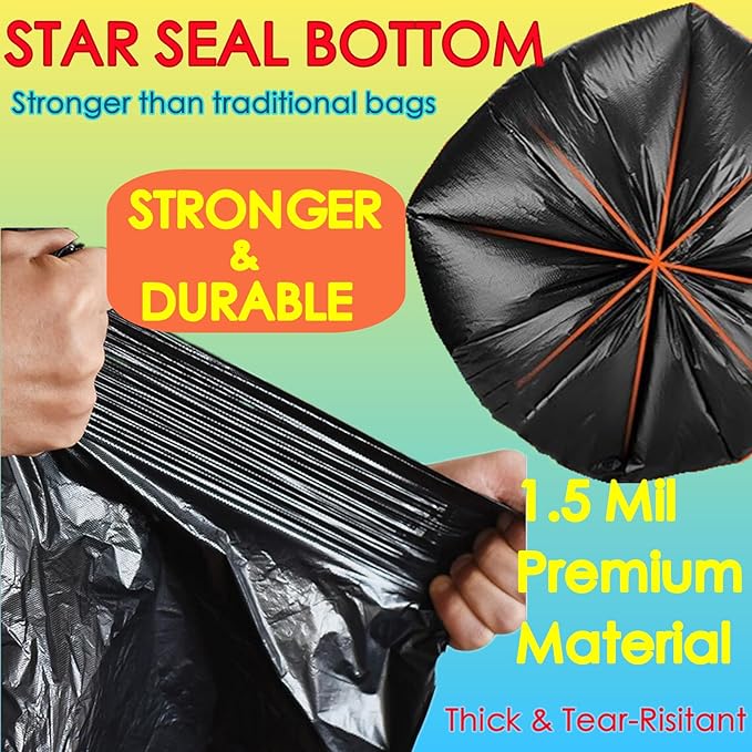 45 Gallon Trash Bags Heavy Duty Large Plastics Garbage Bags 70 Count 2.0 Mil Extra Thick 36”x 44”Trash Can Liners Garbage Trash Bag for Industrial Home Kitchen Commercial Yard Lawn Leaf