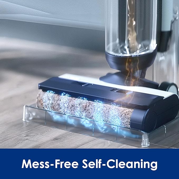 Tineco Floor ONE S5 Smart Cordless Wet Dry Vacuum Cleaner and Mop for Hard Floors Digital Display Long Run Time Great for Sticky Messes and Pet Hair Space-Saving Design Blue