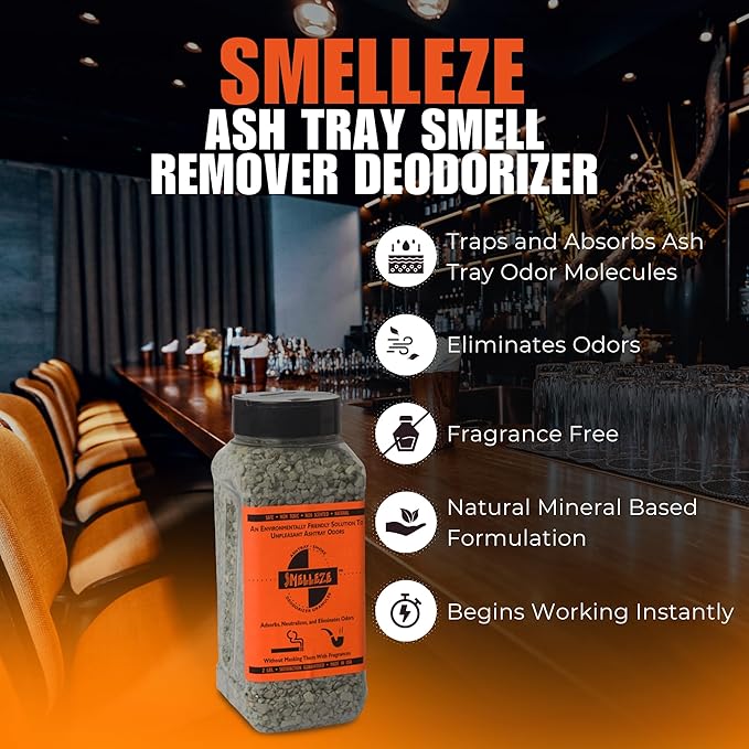 SMELLEZE Natural Ash Tray Smell Remover Deodorizer: 2 lb. Granules Rid Unwanted Air Odors