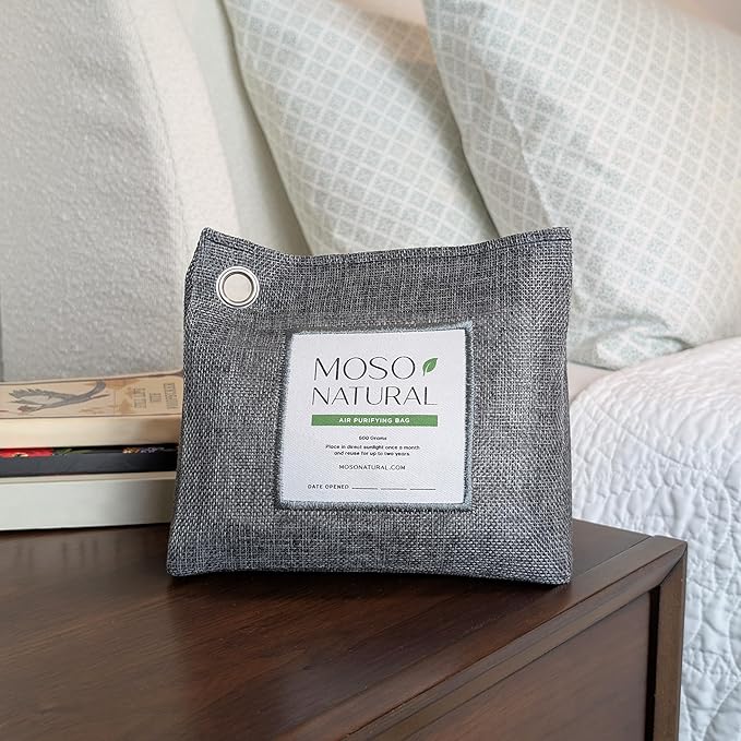 Moso Natural Air Purifying Bag 600g Premium Bamboo Charcoal Odor Absorber Room Deodorizer for Large Spaces Bedroom Kitchen Basement Pet Odor Eliminator for Home 21oz Charcoal Bags
