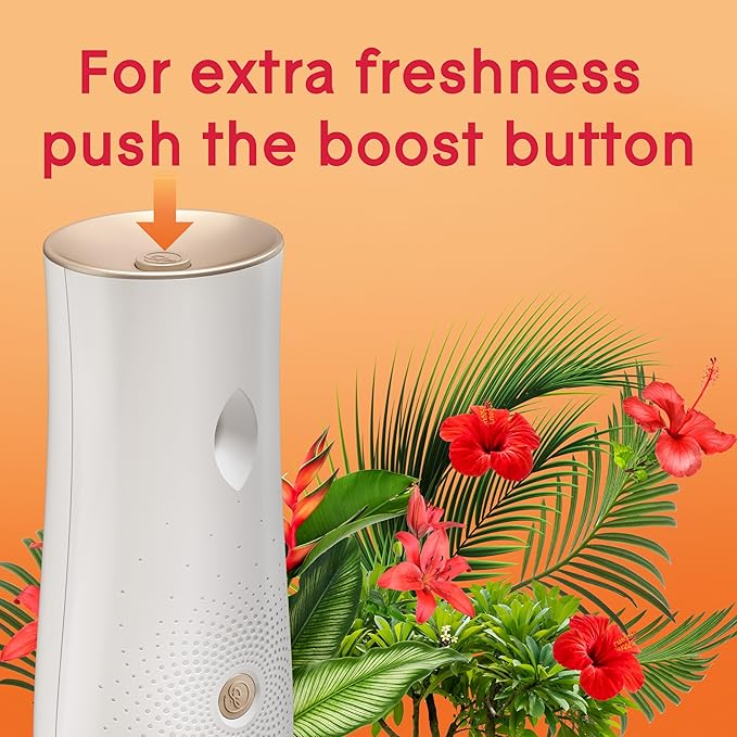 Glade Automatic Spray Refill and Holder Kit Air Freshener for Home and Bathroom Hawaiian Breeze 6.2 Oz 2 Count