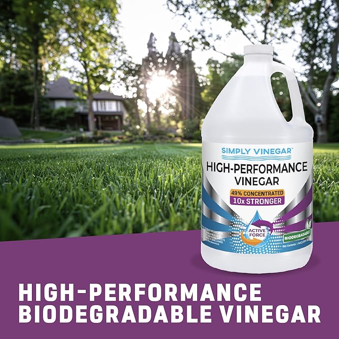 Industrial Strength 49% Vinegar – High-Performance Concentrated Cleaner for Home Garden Driveways &amp More – Biodegradable &amp Bleach-Free (Not for Food Use) - 1 Gallon (128 oz)