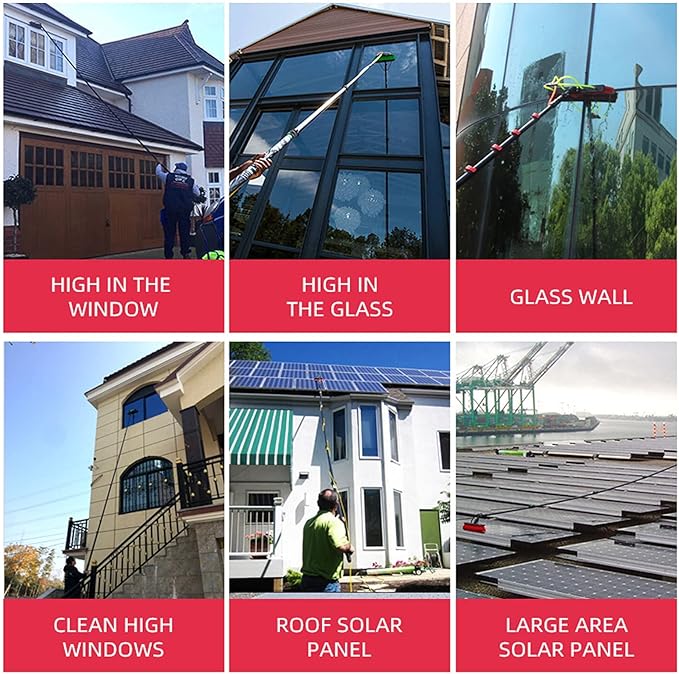 Telescoping High Window Cleaner3.6-10.8M Window Cleaning Pole Window Cleaner KitCleaning Photovoltaic and Solar Panels6M