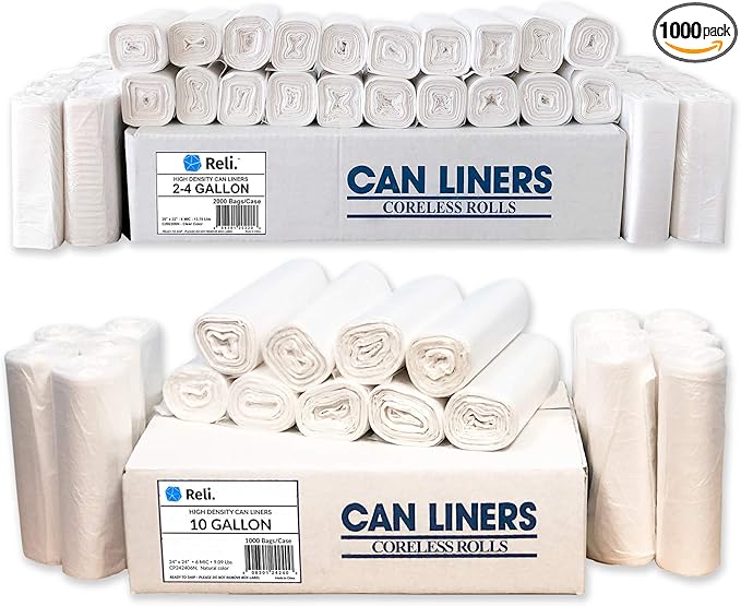 Reli. 6-10 Gal Trash Bags (1000 Bags) &amp 2-4 Gal Trash Bags (2000 Count)