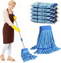 5 Pack Commercial Mop Head Replacement 6.6 Inch Headband Heavy Duty Microfiber Tube Mop 18oz Looped End Washable Refill for Industrial Floor Cleaning Hardwood Tile Concrete