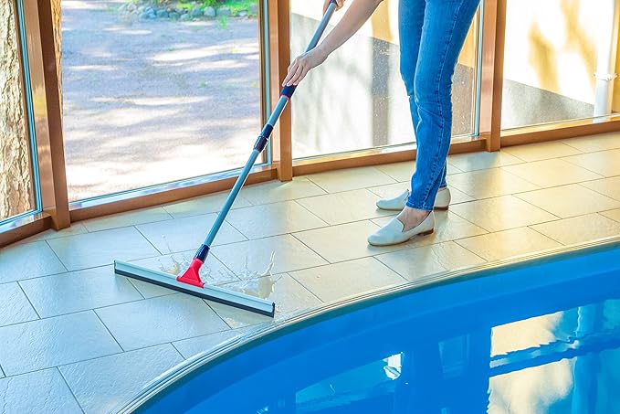 DSV Standard Professional Floor Squeegee for Concrete Floor 24 Large Heavy Duty Squeegee for Floor Squeegee Broom for Floor with Telescopic Handle 30”–57” for Tiles Garage Deck Bathroom Window