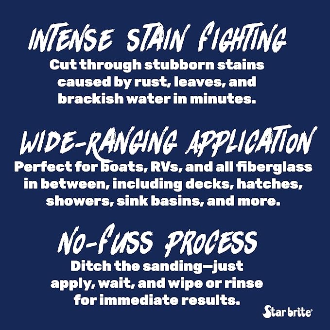 STAR BRITE Gel FSR Xtreme Fiberglass Stain Remover – Removes Rust Tannic &amp Waterline Stains No Sanding Required