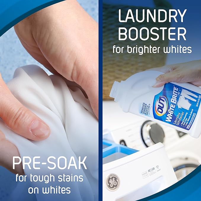 OUT White Brite Laundry Whitener Powder Stain Remover Detergent Booster for Clothes Removes Red Clay and Rust Stains on White Clothing and Uniforms 1 Pound 12 Ounce Pack of 6