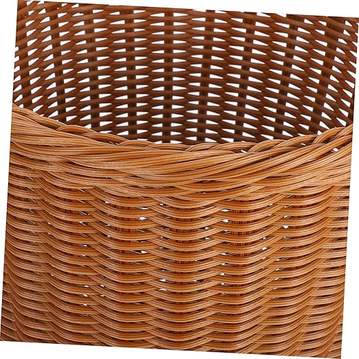 PRETYZOOM Rattan Woven Trash Can No Lid Wastebasket for Home Kitchen Office Handcrafted Rubbish Container Sturdy Stylish Design Waste Basket