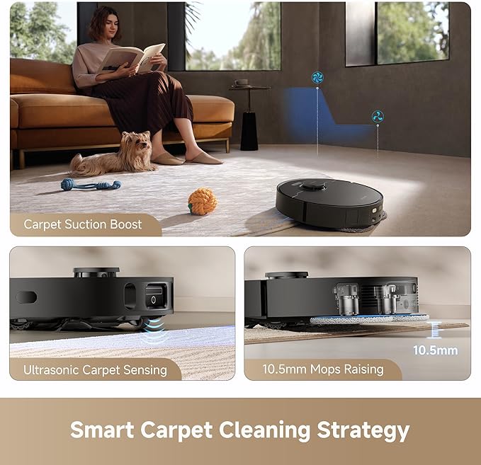 DREAME L40s Ultra CE Robot Vacuum and Mop Combo with Self-Emptying Dock 13000Pa Suction Mop Self-Cleaning and Auto-Raising Ultrasonic Carpet Sensing Ideal for Pet Hair Carpet and Hard Floors