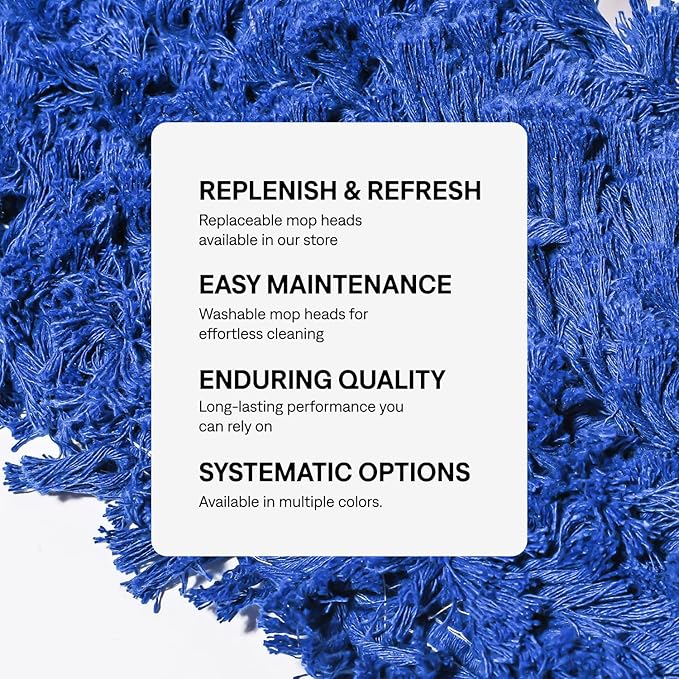 24 Inch Blue Commercial Dust Mop &amp Floor Sweeper with Extendable Handle – Mop for Hardwood Tile and Concrete Floor Cleaning